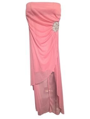 Strapless Shimmering Pink Evening Gown with Jeweled Accent Size Large